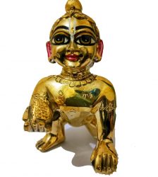Golden Laddu Gopal with a Beautiful Makeup, Height 5'.5" Inches (Weight 1.800 gram)