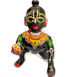 Black Laddu Gopal Murti/Idol for Gift, Worship Height 4'.5" inches (Weight 530gram)