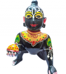 Black Color Laddu Gopal With Beautiful Makeup, Height 7'.5" Inches, Weight- 1.800gram