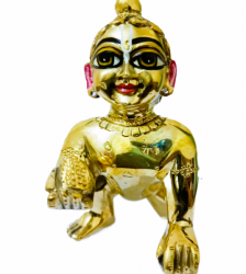 Mettal Golden Color Laddu Gopal, Height- 8"inches, Weight-2.390gram